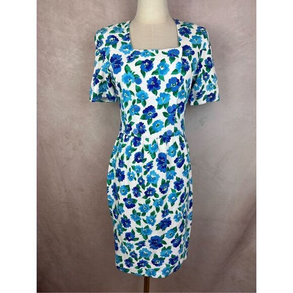 Adrienne Vittadini Dresses & Skirts - Vintage 1990s Floral Dress 100% Cotton Designer Adrienne Vittadini